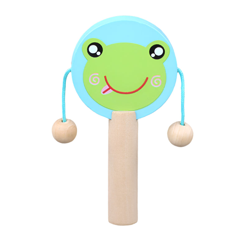 Wooden Musical Drum Rattle Toys For Babies Toddlers 0-36 Months