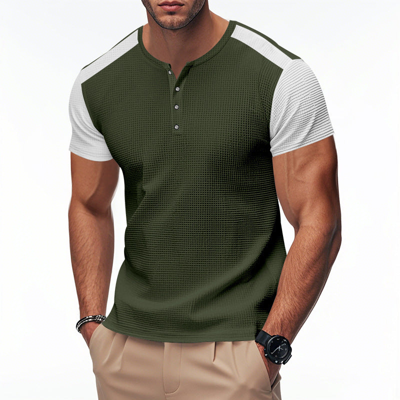 Men's Plus Size Solid Color Buttoned T-Shirts