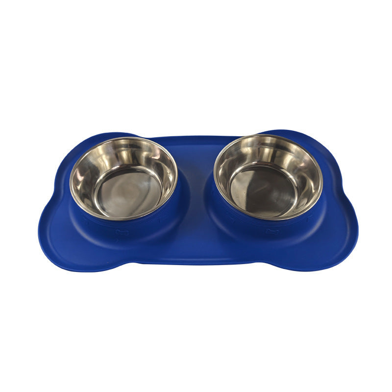 Large Silicone Pet Bowl Double Stainless Steel Dog Bowl