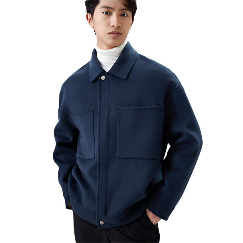 Double - Faced Men's Woolen Loose Fit Cashmere Jacket - Weriion