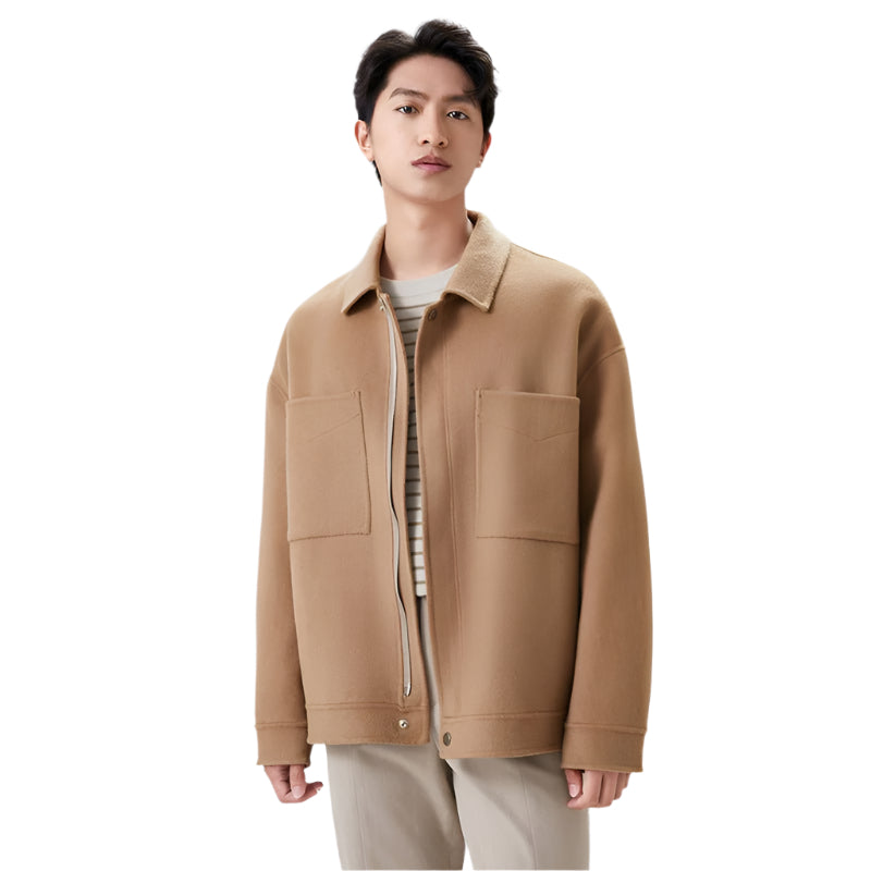 Double - Faced Men's Woolen Loose Fit Cashmere Jacket - Weriion