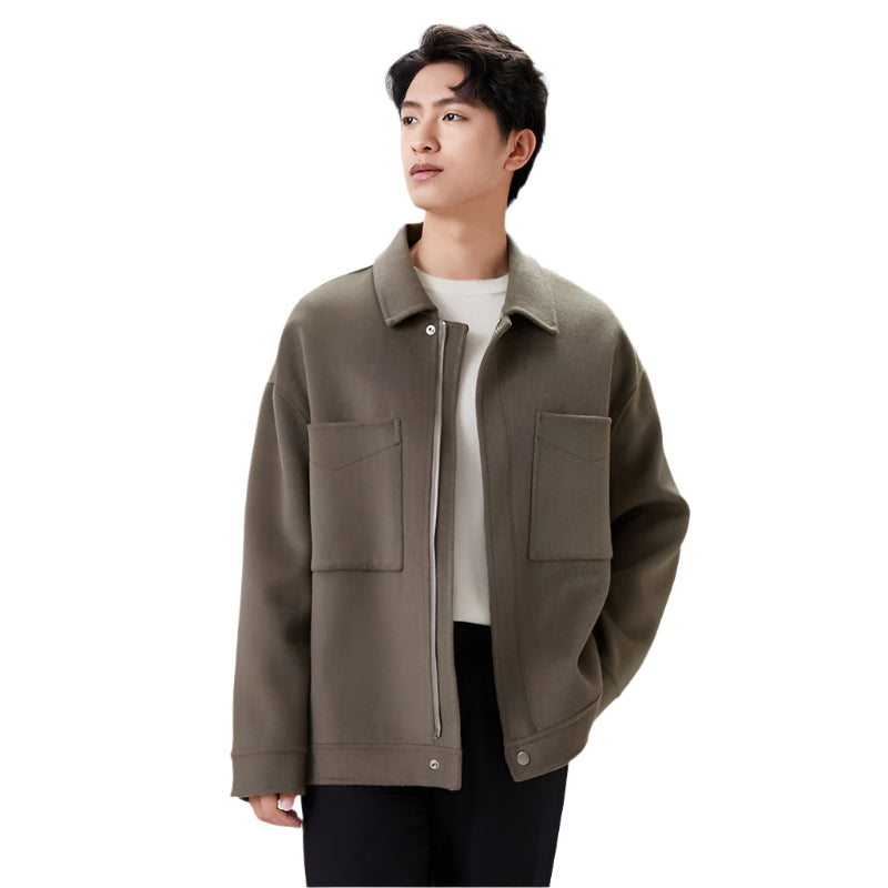 Double - Faced Men's Woolen Loose Fit Cashmere Jacket - Weriion