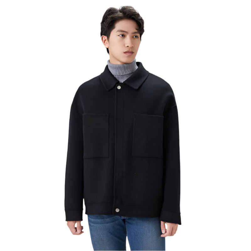 Double - Faced Men's Woolen Loose Fit Cashmere Jacket - Weriion