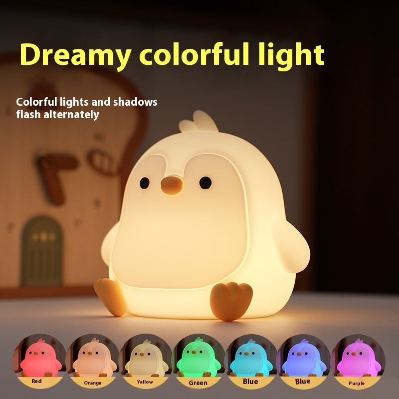 Baby Penguin Small Night Bedroom Bedside Silicone Pat Table Lamp
