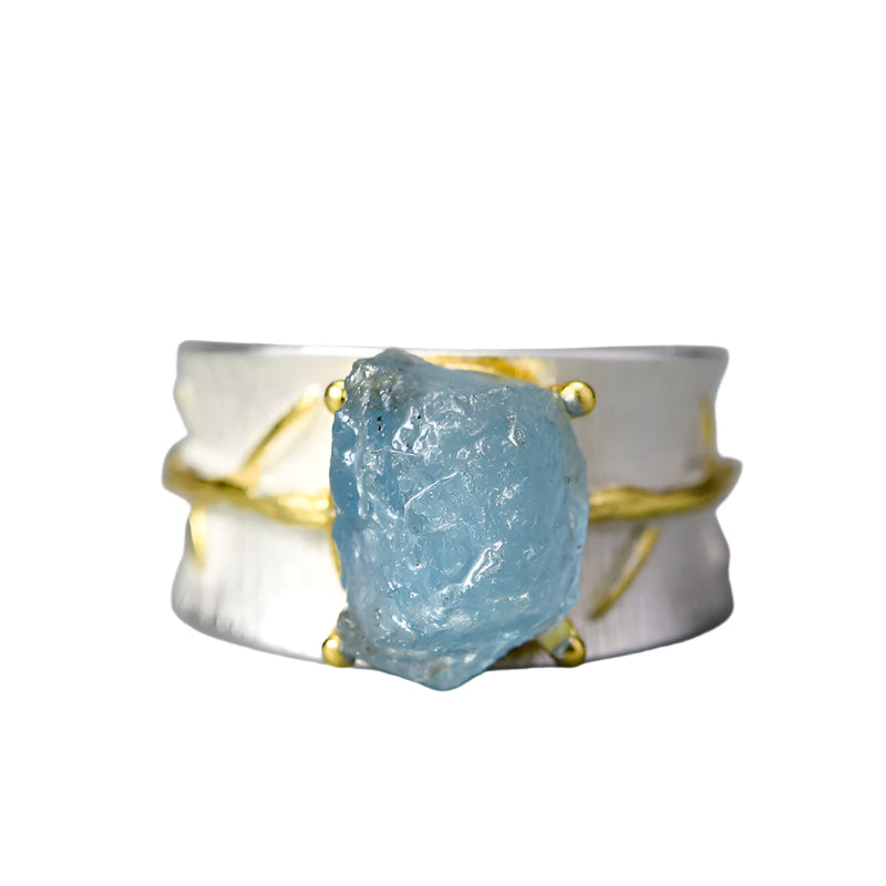 S925 Women's Long Leaf Gemstone Ring
