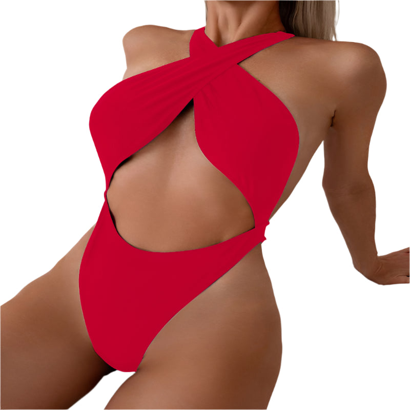 Women's One-Piece Bikini Hot Girl Neck Tight