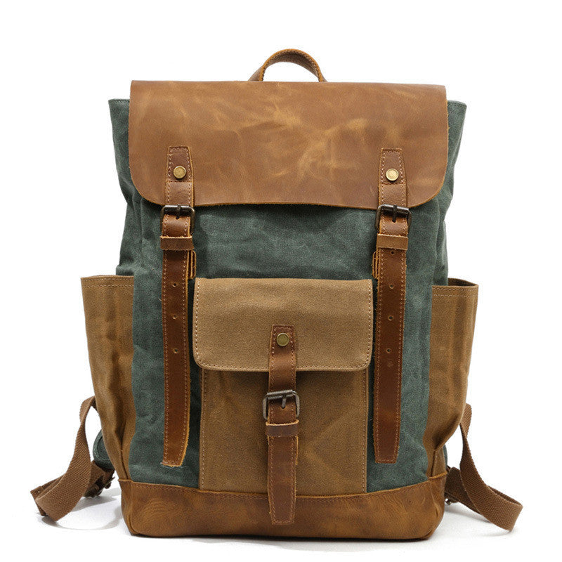 Men's Canvas And Leather Travel Backpack
