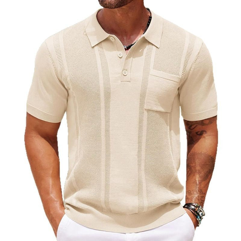 Men's Solid Color Short Sleeve Summer Polo Shirt