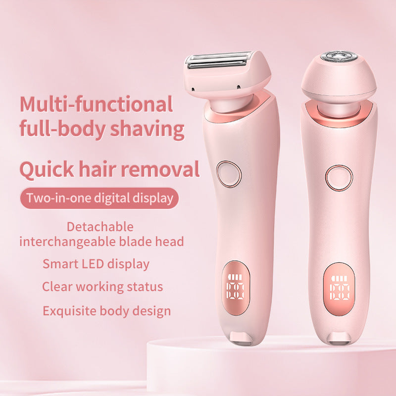 USB Rechargeable Trimmer With Two Removable Trimmer Heads Women's Body Leg Armpit Pubic Hair Intimate Razor Shaver For Hair Removal