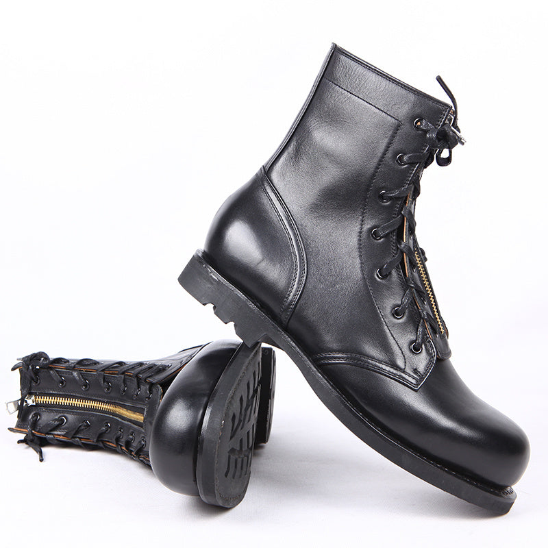 Leather High Top Round Toe Boots For Women