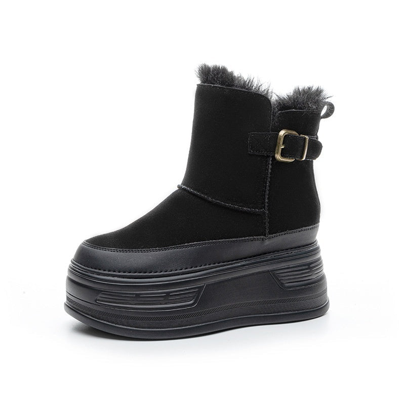 Thick-Soled Height Increasing Shoes Cold-Proof And Fur-Lined Leisure Warm Women's Boots