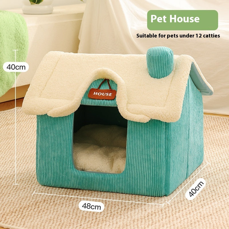 Creative Cute Cartoon Warm Pet Bed House And Plush Lawn With Multiple Dog Chew Toys