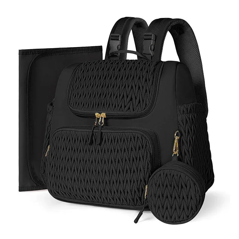 Multifunctional Quilted Diaper Bag Backpack For Parents