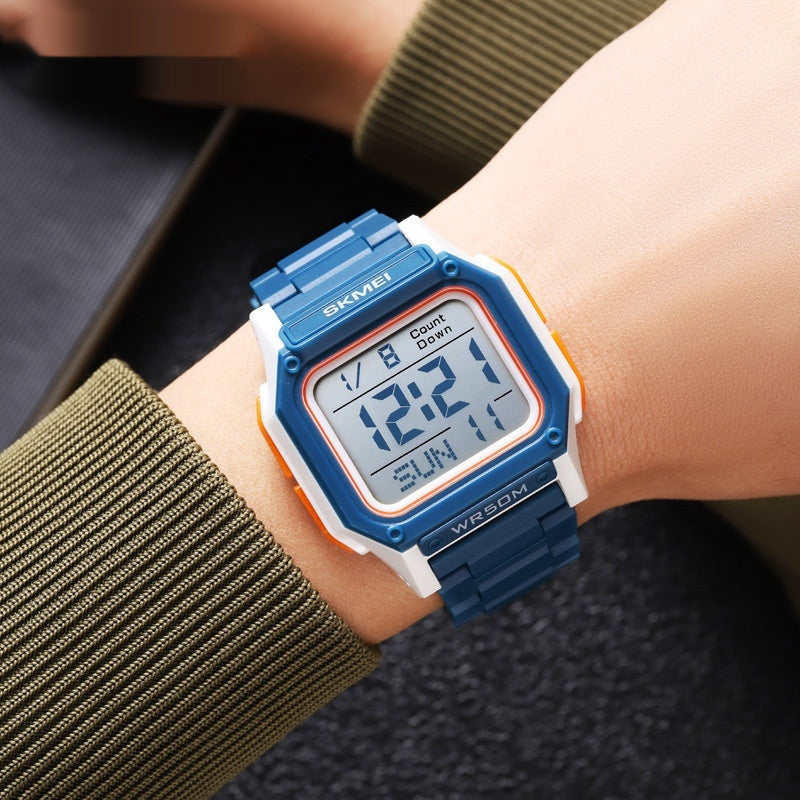 Multifunctional Rectangular Electronic Digital Resin Mirror Material Men's Watch