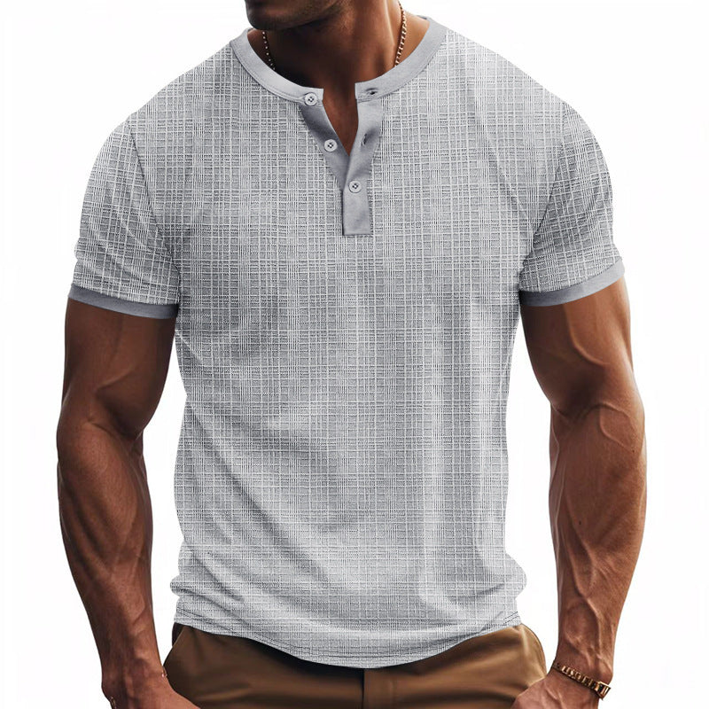 Breathable Men's Casual Buttoned Henley Shirt Top