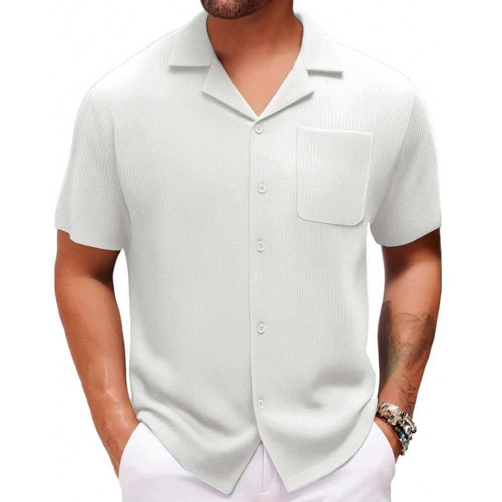 Men's Cuban Collar Short Sleeve Shirt Summer Vacation Style
