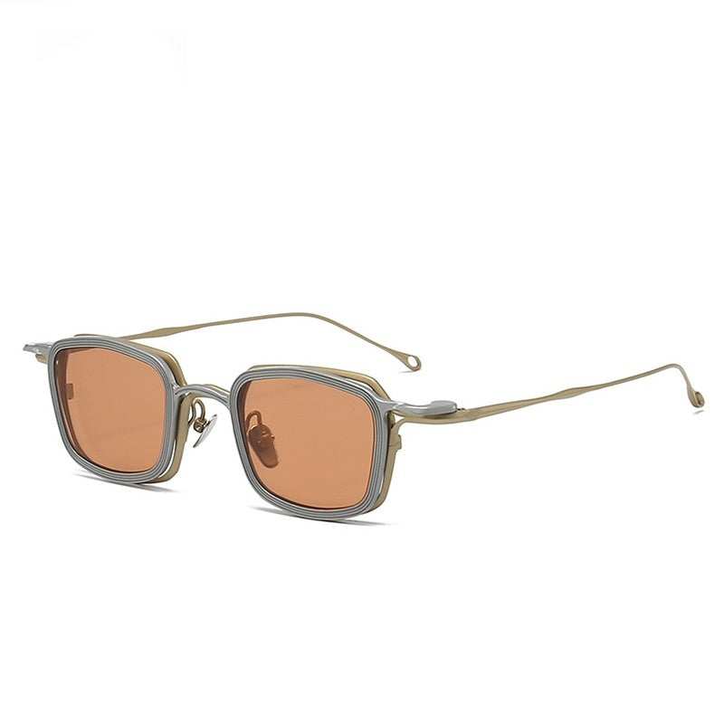 Niche Square Clip Pure Titanium Artistic Retro Myopia Sunglasses