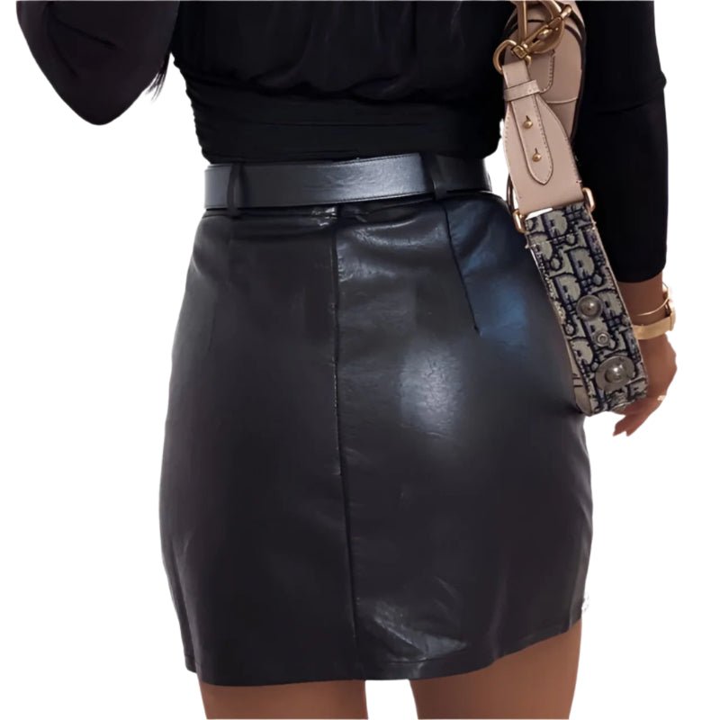 Elegant Fashionable PU Leather Skirt For Women - Weriion