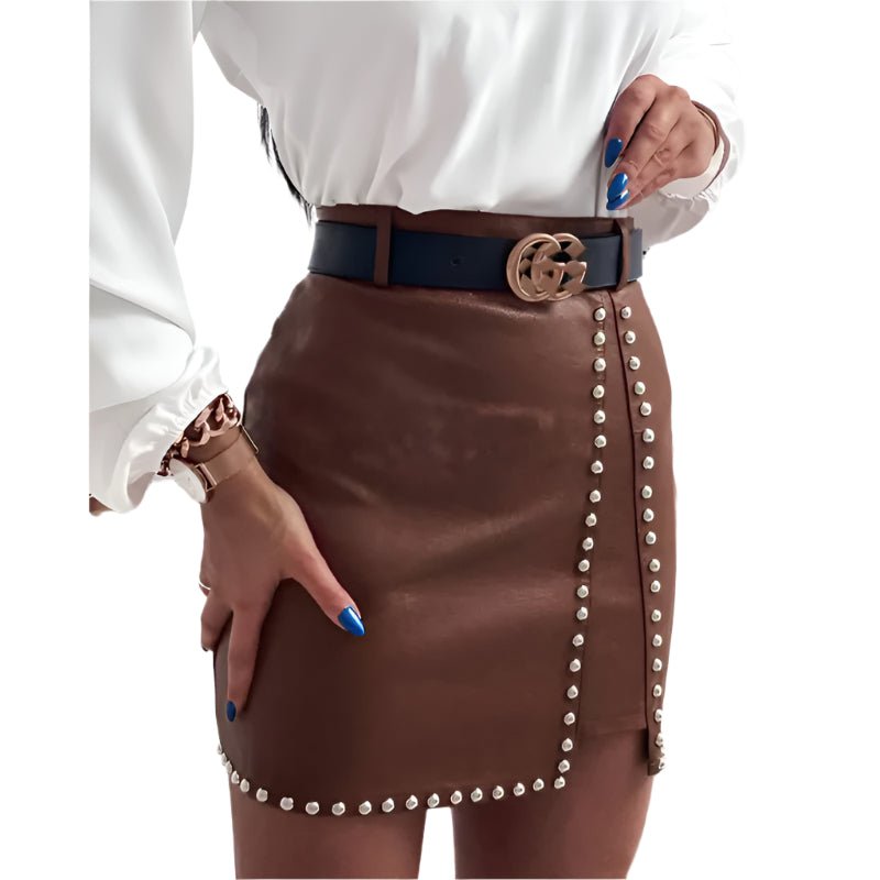 Elegant Fashionable PU Leather Skirt For Women - Weriion