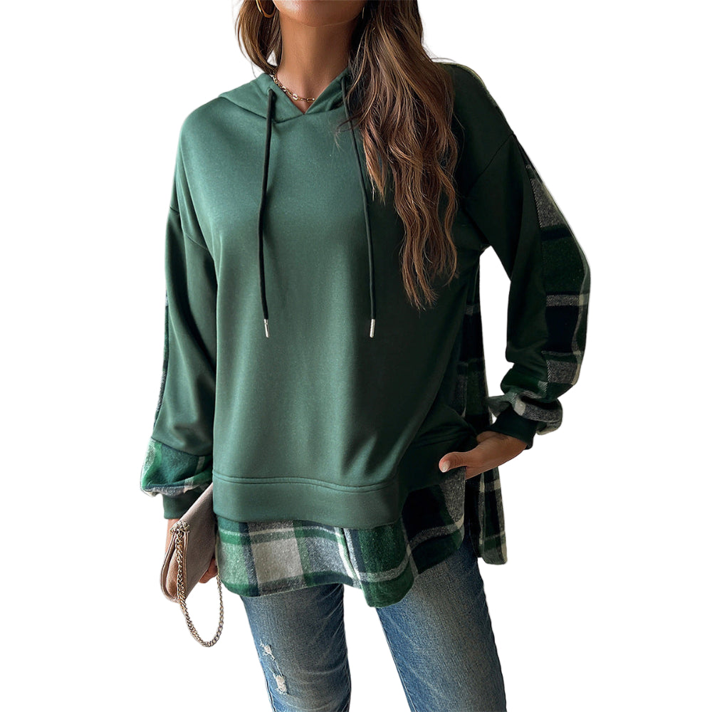Contrast Color Casual Two-Piece Patchwork Hoodie For Women
