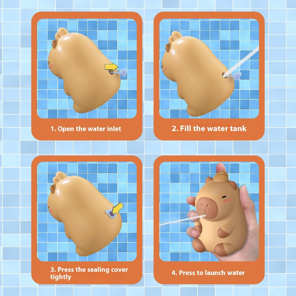 Children's Capybara Summer Water Gun Pistol Outdoor Pool Bath Toy.