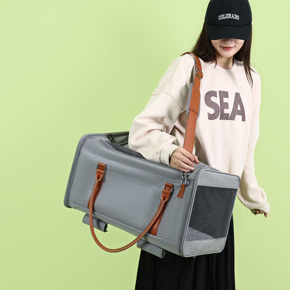 Multifunctional Trolley Cat Dog Pet Bag Outdoor Portable With Removable Wheels And Pull Rod