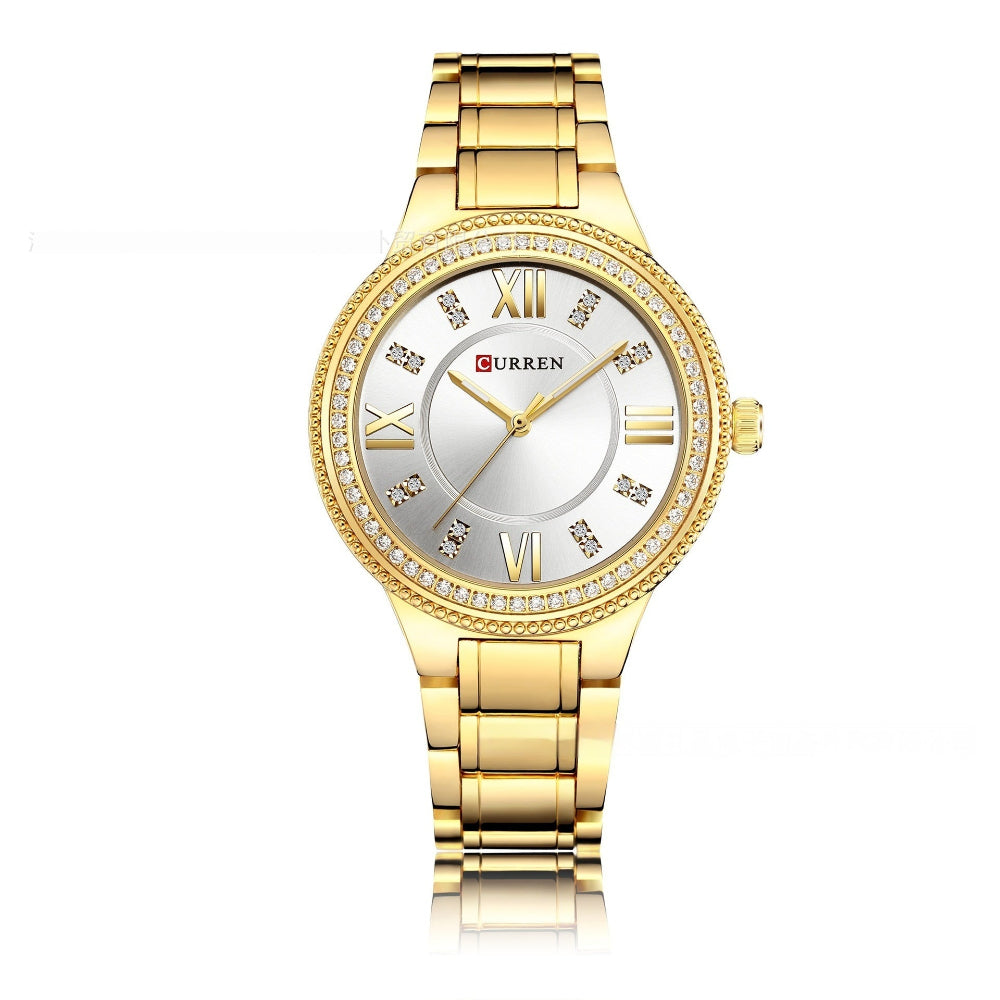 Women's Quartz Fashion Waterproof Diamond Steel Watch
