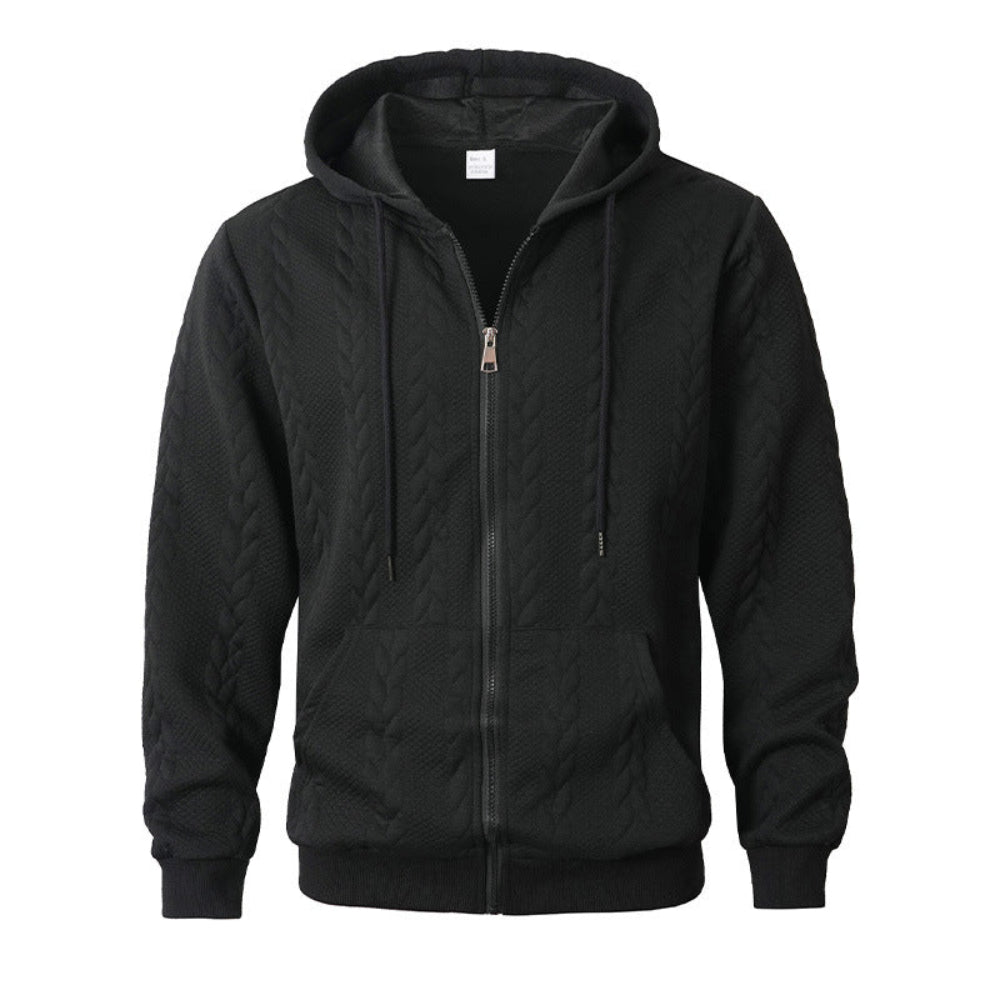 Men's Sporty Solid-Color Patterned Casual Hoodie