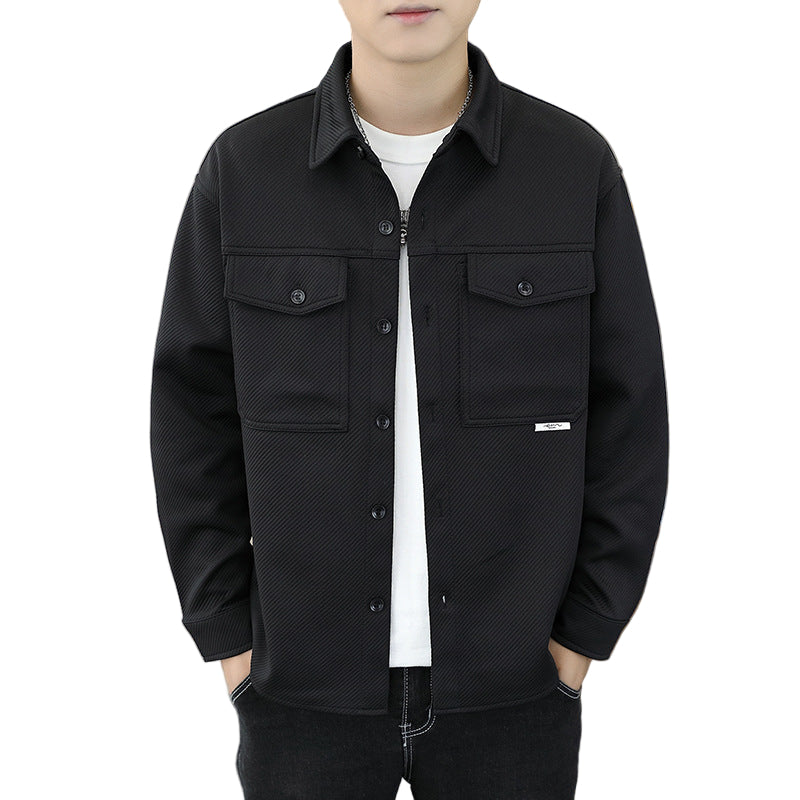 Twill Knitted Men's Lapel Jacket Coat