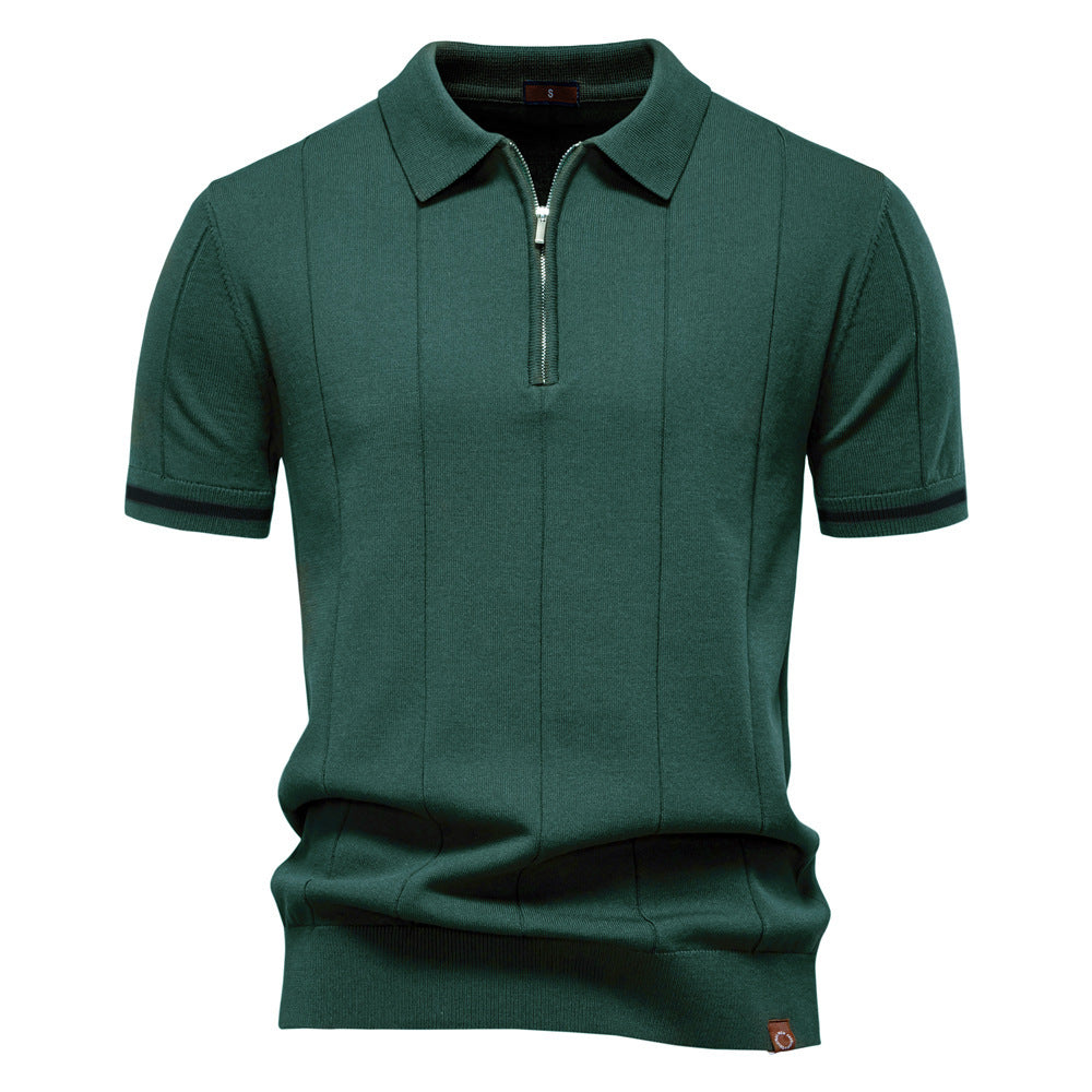 Men's Business Casual Short Sleeve Polo Polo Shirt With Zipper