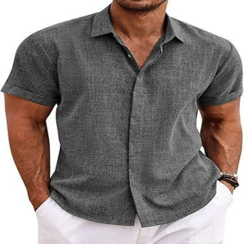 Men's Solid Color Short Sleeve Shirt