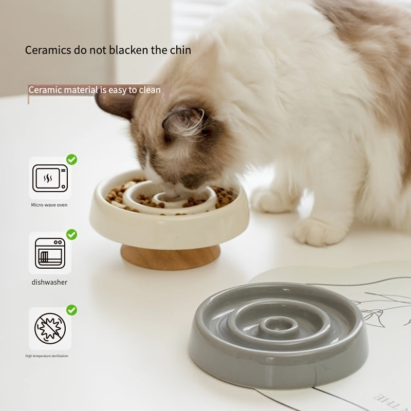 Ceramic Anti-Gulping Slow Feeding Pet Cat Dog Bowl.