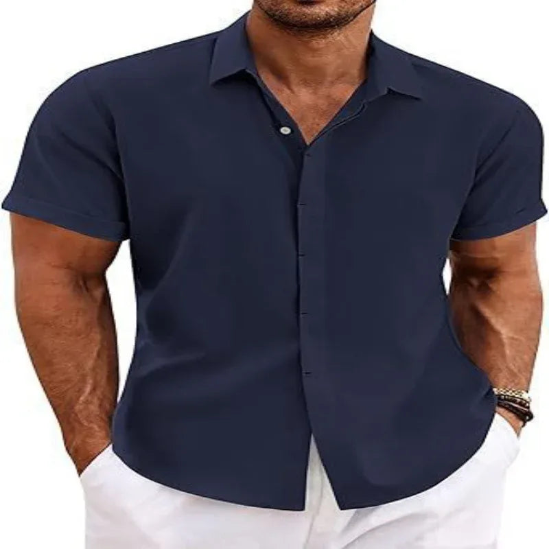 Men's Solid Color Short Sleeve Shirt