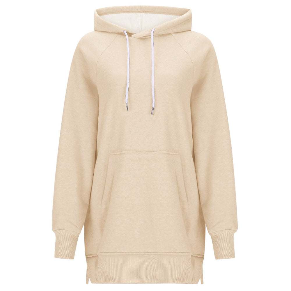 Women's Solid Color Split Shoulder Long Sleeve Hoodie