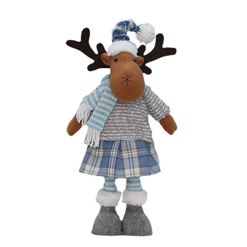 Large Blue Fabric Retractable Christmas Dolls