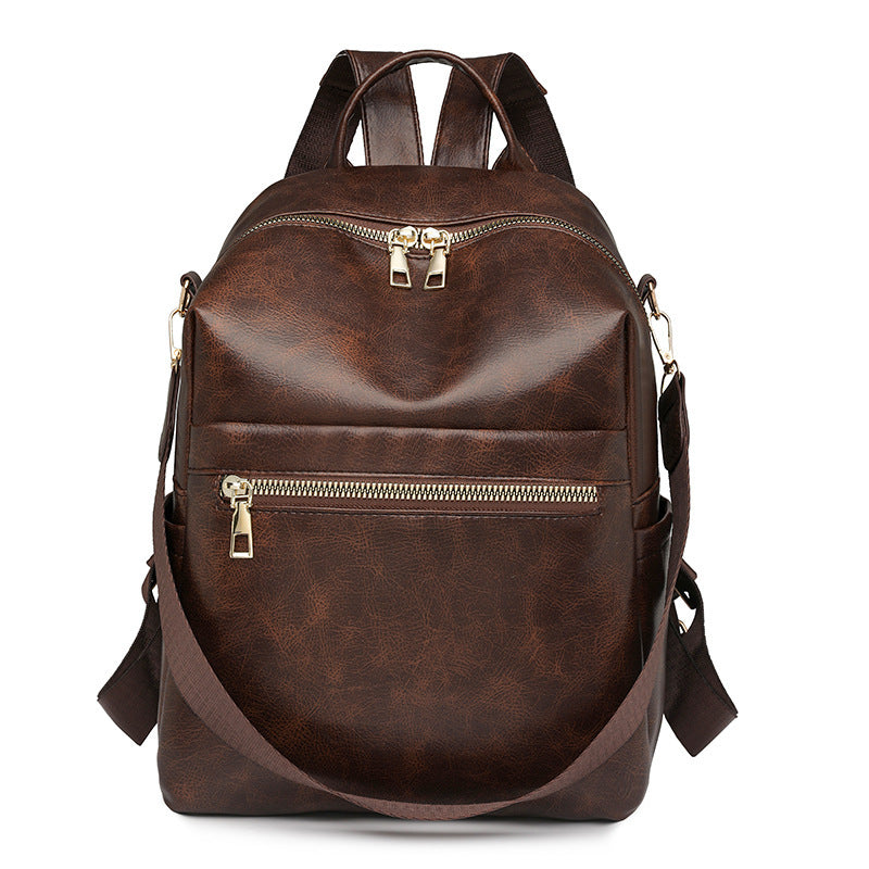 Women's Large Capacity PU Leather Travel School Work Backpack