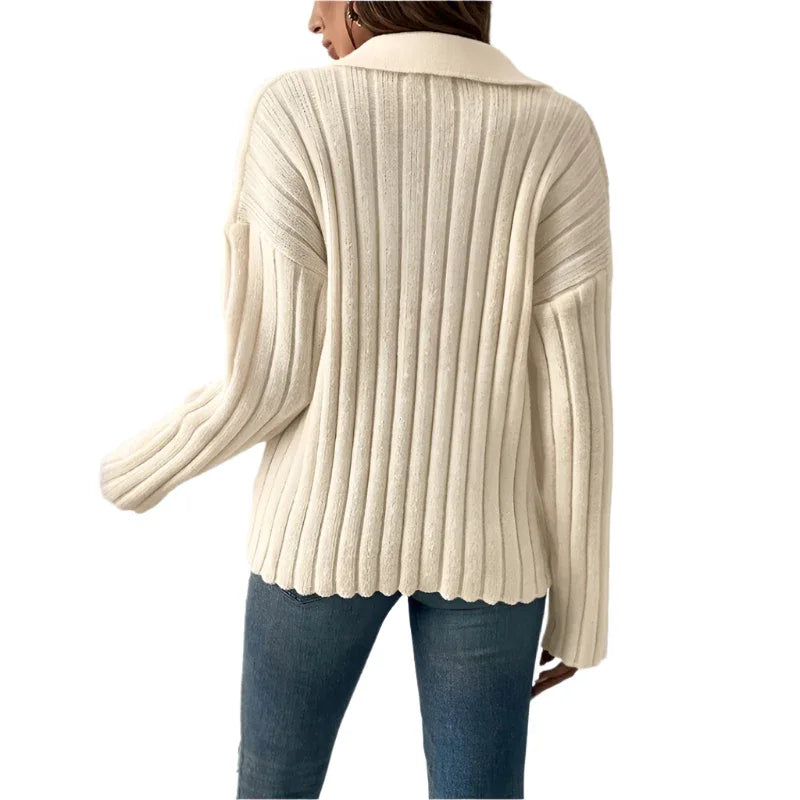 Fashion Casual Polo Collar Sweater For Women - Weriion