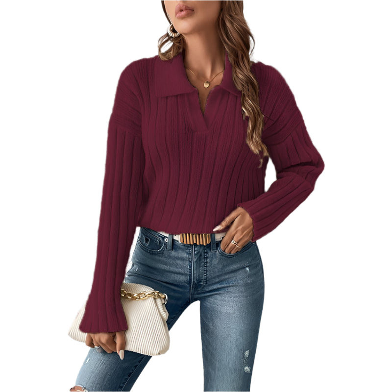 Fashion Casual Polo Collar Sweater For Women - Weriion