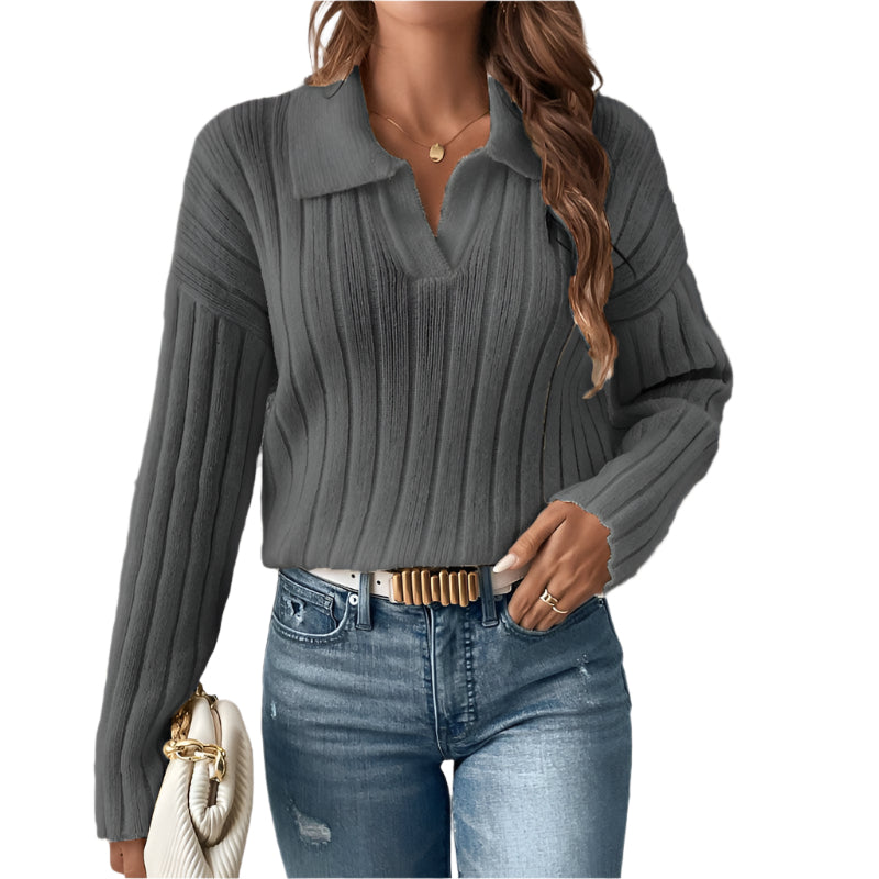 Fashion Casual Polo Collar Sweater For Women - Weriion