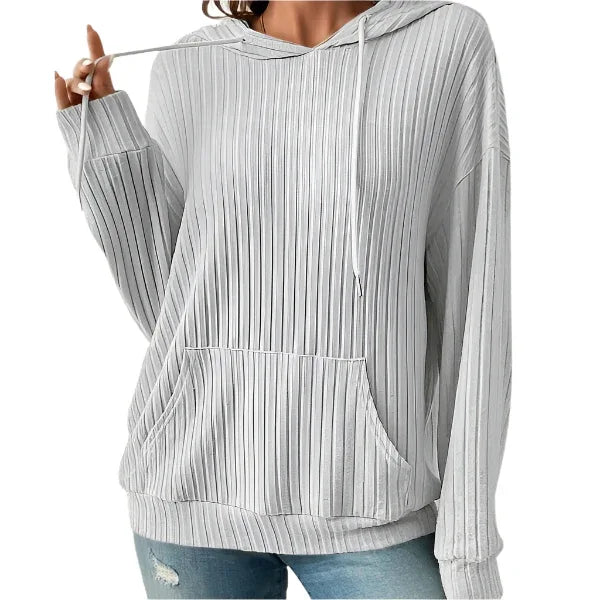 Fashion Drawstring Long - Sleeved Hooded Sweatshirt With Pockets Solid Knitwear Hoodie Women's Clothing - Weriion