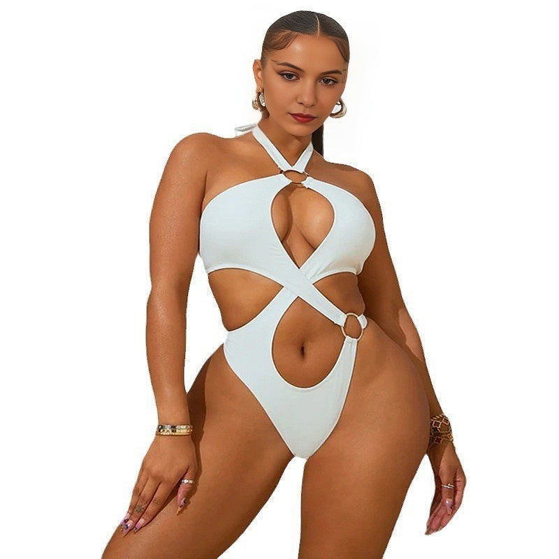 European And American Summer Sleeveless Lace-Up One-Piece Women's Swimsuits