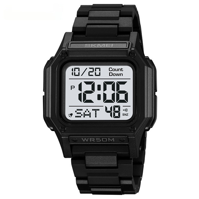 Multifunctional Rectangular Electronic Digital Resin Mirror Material Men's Watch