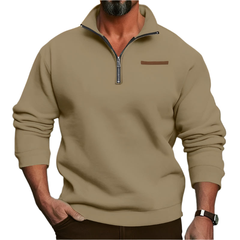 Fleece - Lined Standing Collar Sweater - Weriion