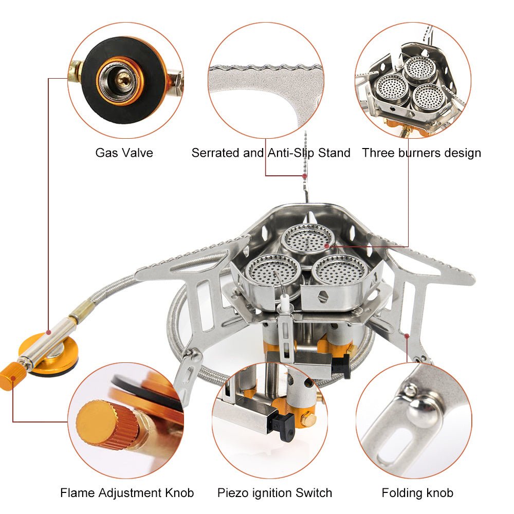 Foldable Portable Split Windproof Picnic Outdoor Camping Gas Stove - Weriion