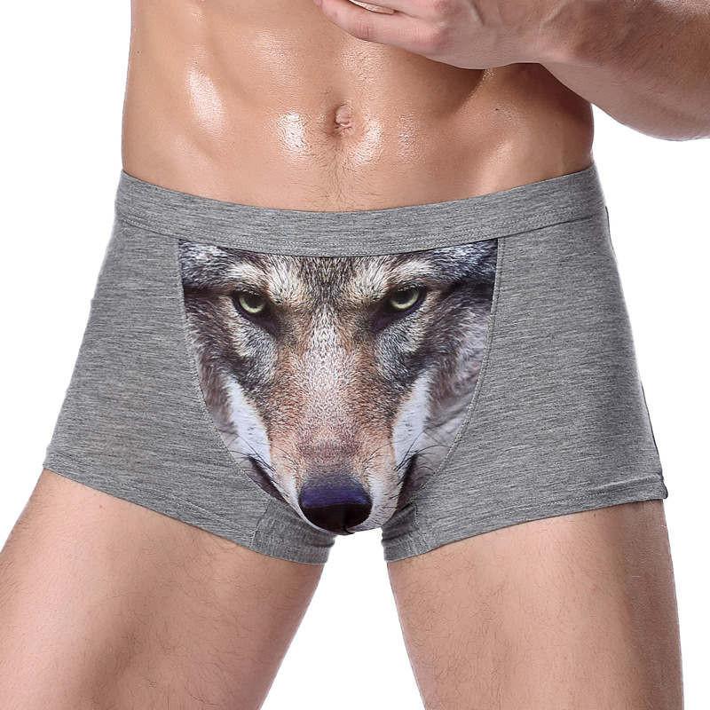 Four - horned Wolf Head Big Bird Sexy Men's Underpants Underwear - Weriion