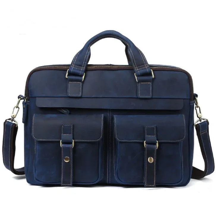 Genuine Leather Men's Shoulder Laptop Computer Bag Briefcase - Weriion
