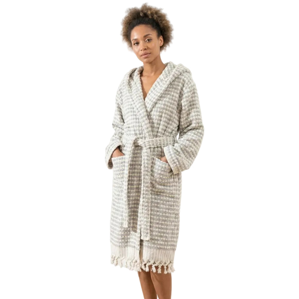 Grey Housecoat Handwoven Cotton Bathrobe