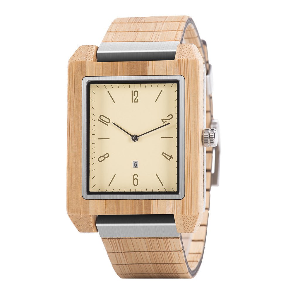 Handmade Men's Rectangular Wooden Quartz Watch - Weriion