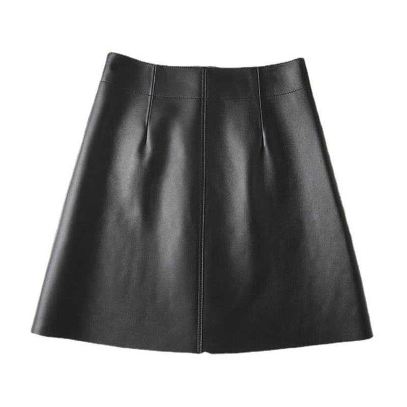 High Waist Thin Leather Skirt For Women - Weriion