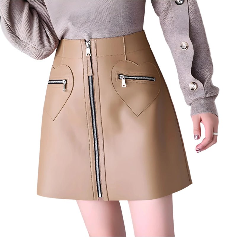 High Waist Thin Leather Skirt For Women - Weriion
